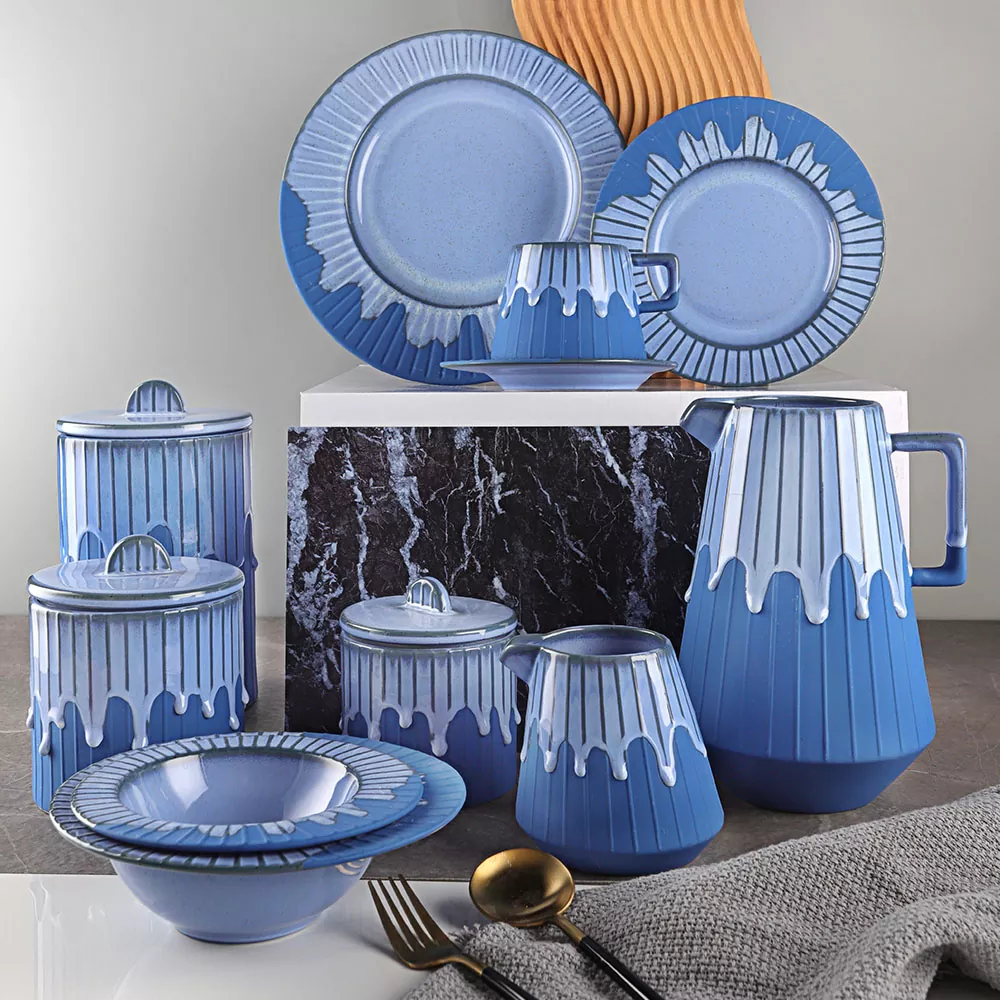 Blue Rhythm Keramisk skål set