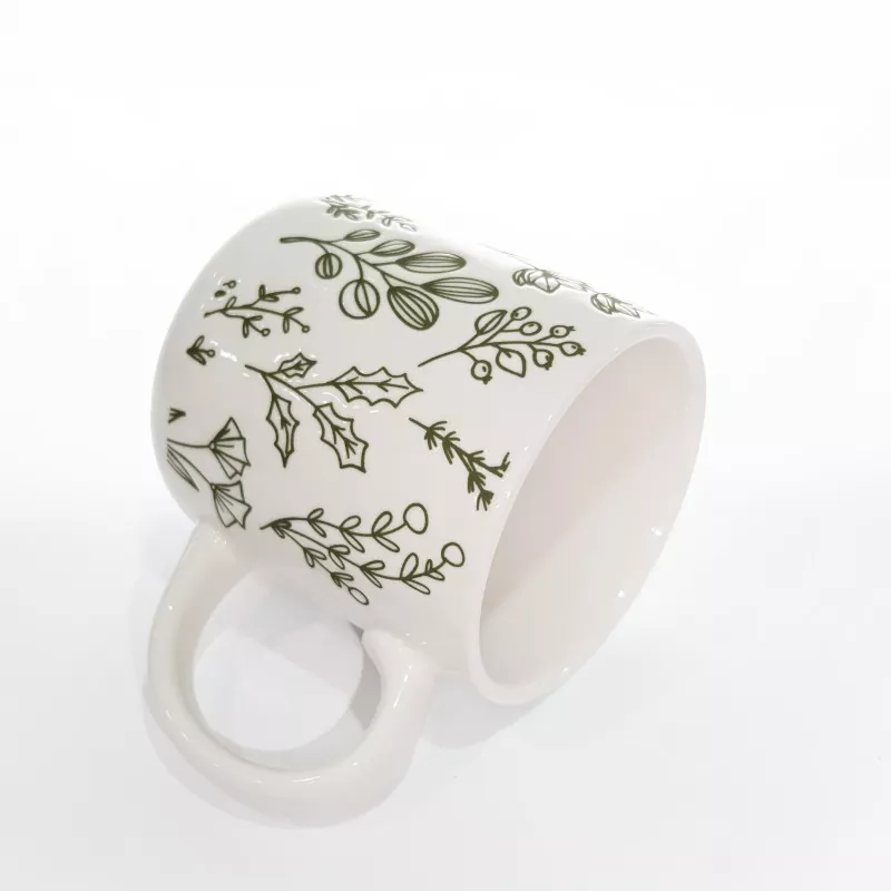 Botaniskt tryck Vit stengodsmugg