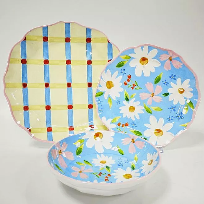 Målade Daisy Garden Tallrikar Set