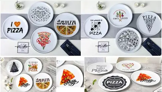 Keramiska tallrikar med pizzatema